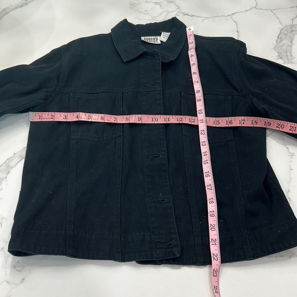 Chicos Design Black Denim Jacket with Embroidered Sequence Beads Back Size1(868) - Picture 7 of 9